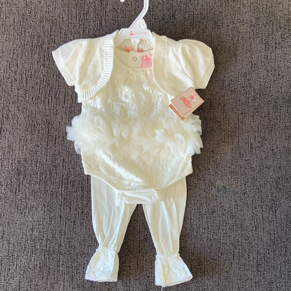 🫐3/$30 NWT Tutu Couture Kids Lace Trim Matching Set size 12m